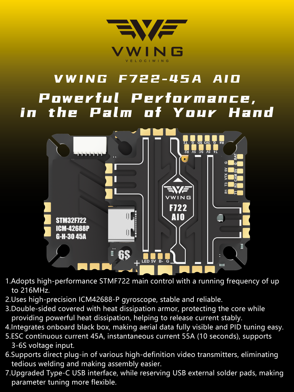 Controller di volo VWING F722  - Betaflight Fc recensione e prezzo